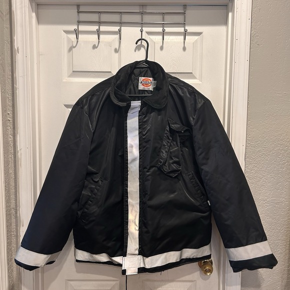 Vintage Black Dickies Coat Men's XXL 3XL Silver Strips Made In USA Workwear - Picture 1 of 10